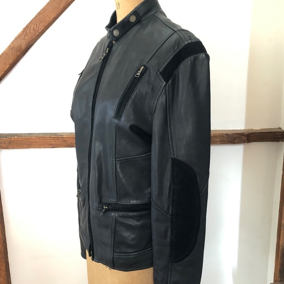 AX Armani Soft Leather Moto Cafe Jacket sz Small - Picture 4 of 13